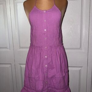 Free People Desert Day Mini Dress Tiered Halter Cotton Buttondow Size Large NWOT